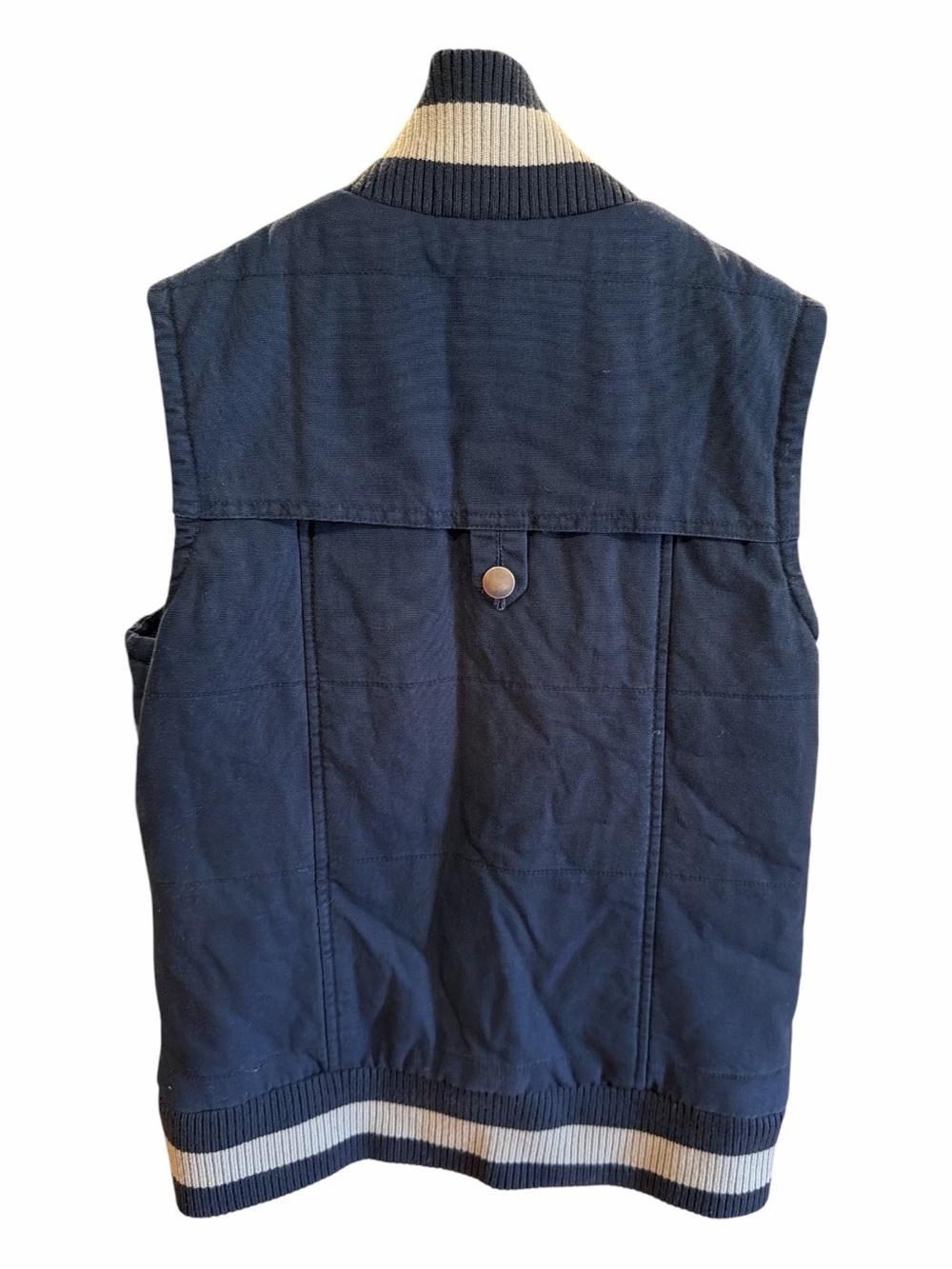 Paper Denim & Cloth Navy Quilted Vest with Orange Plaid Lining - Picture 3 of 5
